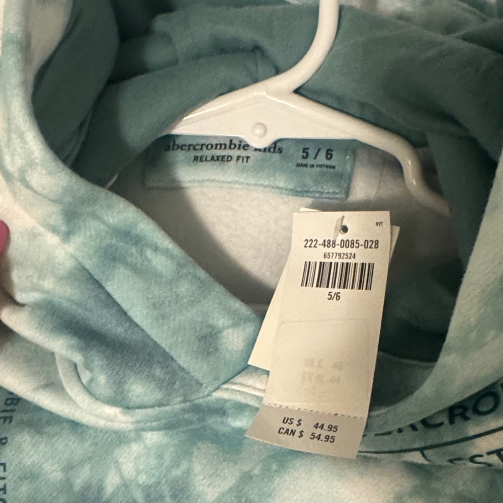 abercrombie kids aqua tie-dye pullover hoodie - Picture 2 of 3